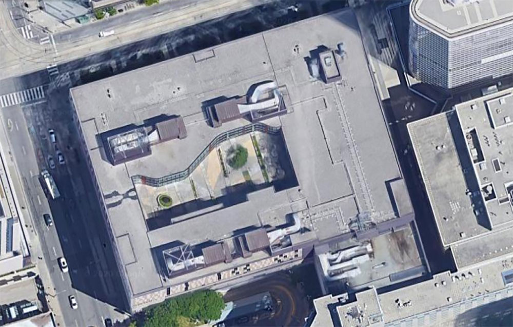 Aerial view of the Ted Rogers School courtyard
