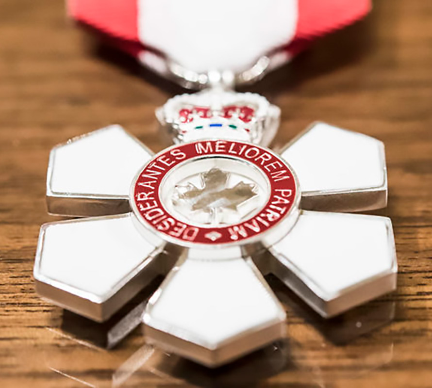 Close-up of an Order of Canada medal
