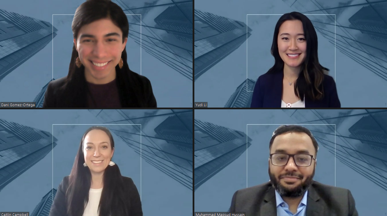 Screenshot of a video call with the Ted Rogers MBA team at the Women in Leadership Case Competition